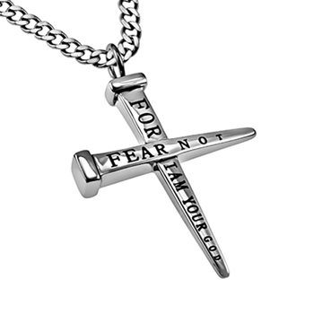 Fear Not For I Am Your God Nails Cross Necklace
