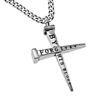 Forgiven By His Blood Nails Cross Necklace