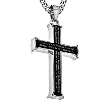 Christ My Strength Iron Cross Necklace