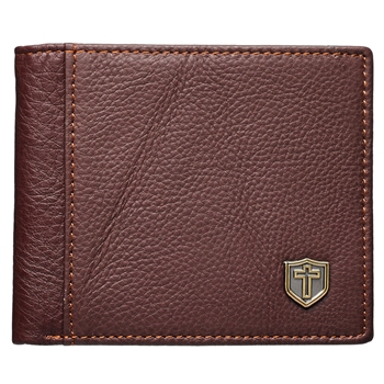 Brass Cross Genuine Leather Christian Wallet