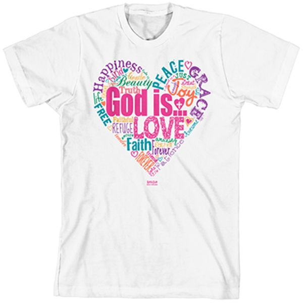 God Is Love T Shirt with Heart Shaped Design