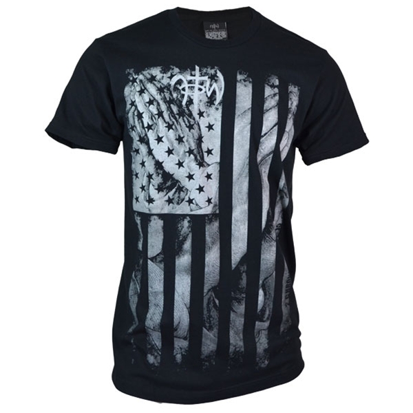 American Flag With Praying Hands | Prayer Flag Christian T Shirt
