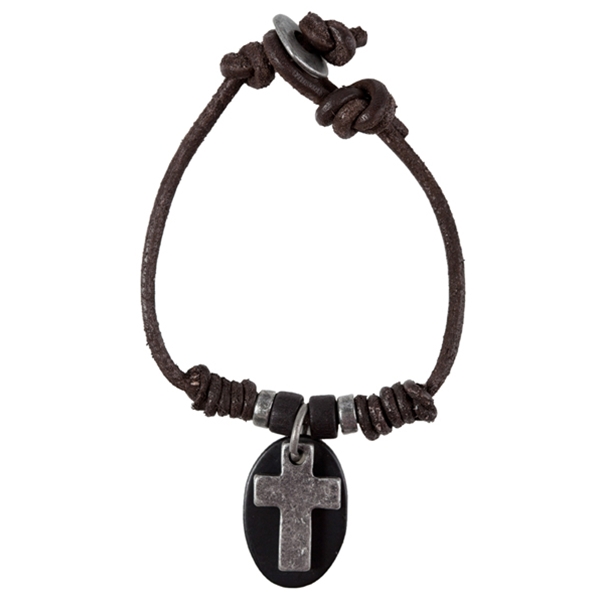 Dangle Cross Bracelet With Brown Cord