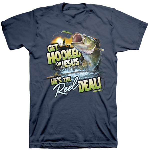 Get Hooked On Jesus He's The Reel Deal Christian T-Shirt | John 14:6