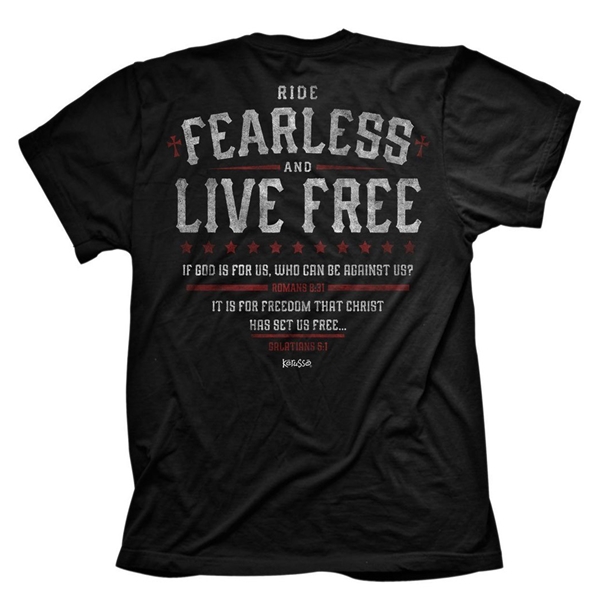 Ride Fearless And Live Free Christian T-Shirt | Romans 8:31 | Kerusso