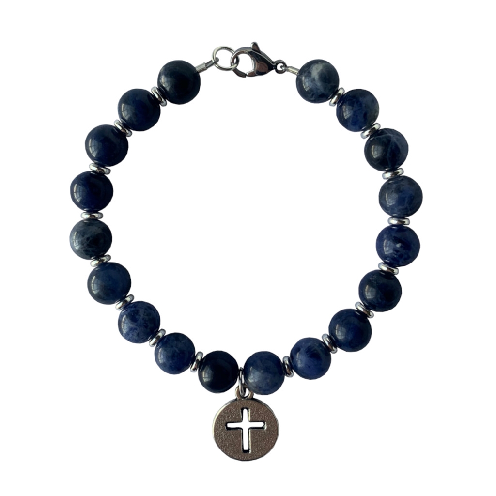Sodalite Gemstone Cross Bracelet