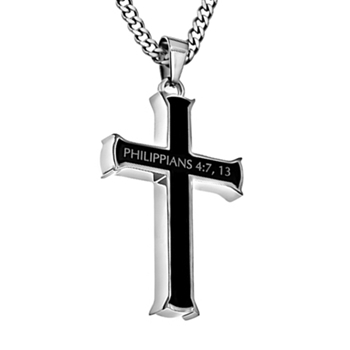 Christ My Strength Iron Cross Necklace Image 2