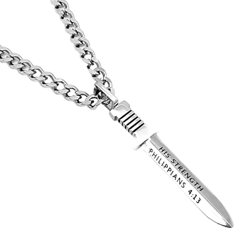 Christ My Strength Roman Sword Christian Necklace