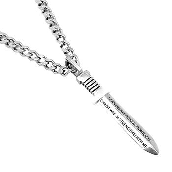 Christ My Strength Roman Sword Christian Necklace Image 2